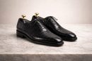 Handmade Black Textured Leather Oxford Shoes for Men