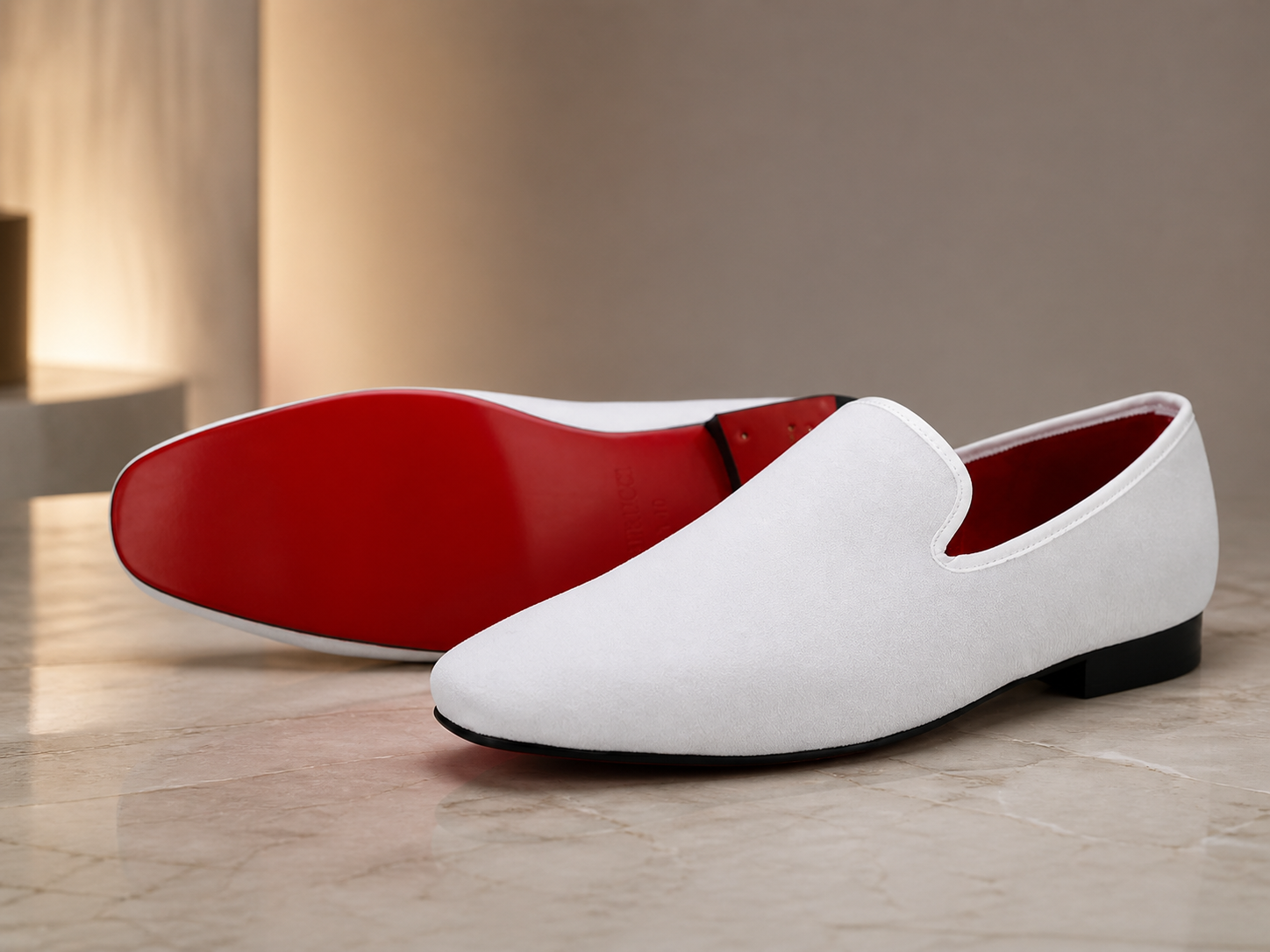 Men’s White Loafers with Red Bottom Sole – Luxury Handmade Shoes