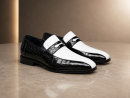 Men’s Black & White Loafers – Handmade Two Tone Dress Shoes