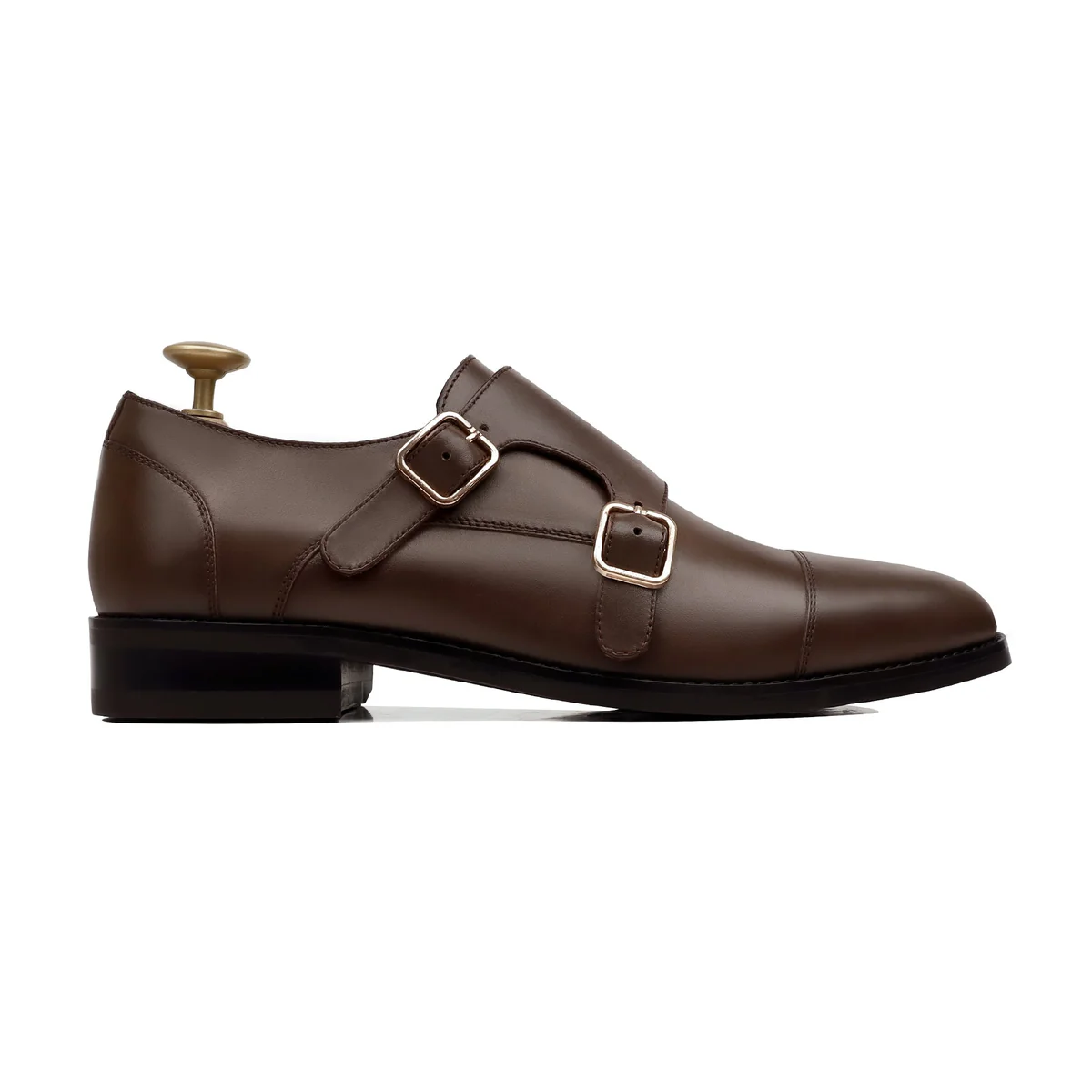 Men’s Brown Calf Leather Double Monk Strap Dress Shoes - Image 3