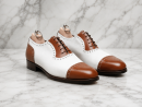 Handmade Men’s Brown & White Spectator Shoes – Luxury Two Tone Formal Oxfords