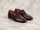Men’s Burgundy Leather Penny Loafers – Handmade Luxury Slip Ons