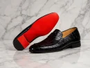 Men’s Black Croc Embossed Loafers – Red Bottom Luxury Dress Shoes