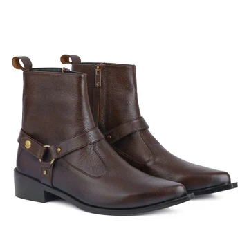 Men's Handmade Brown Leather Ankle Boots