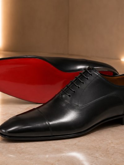 Handmade Men's Black Leather Oxford Shoes