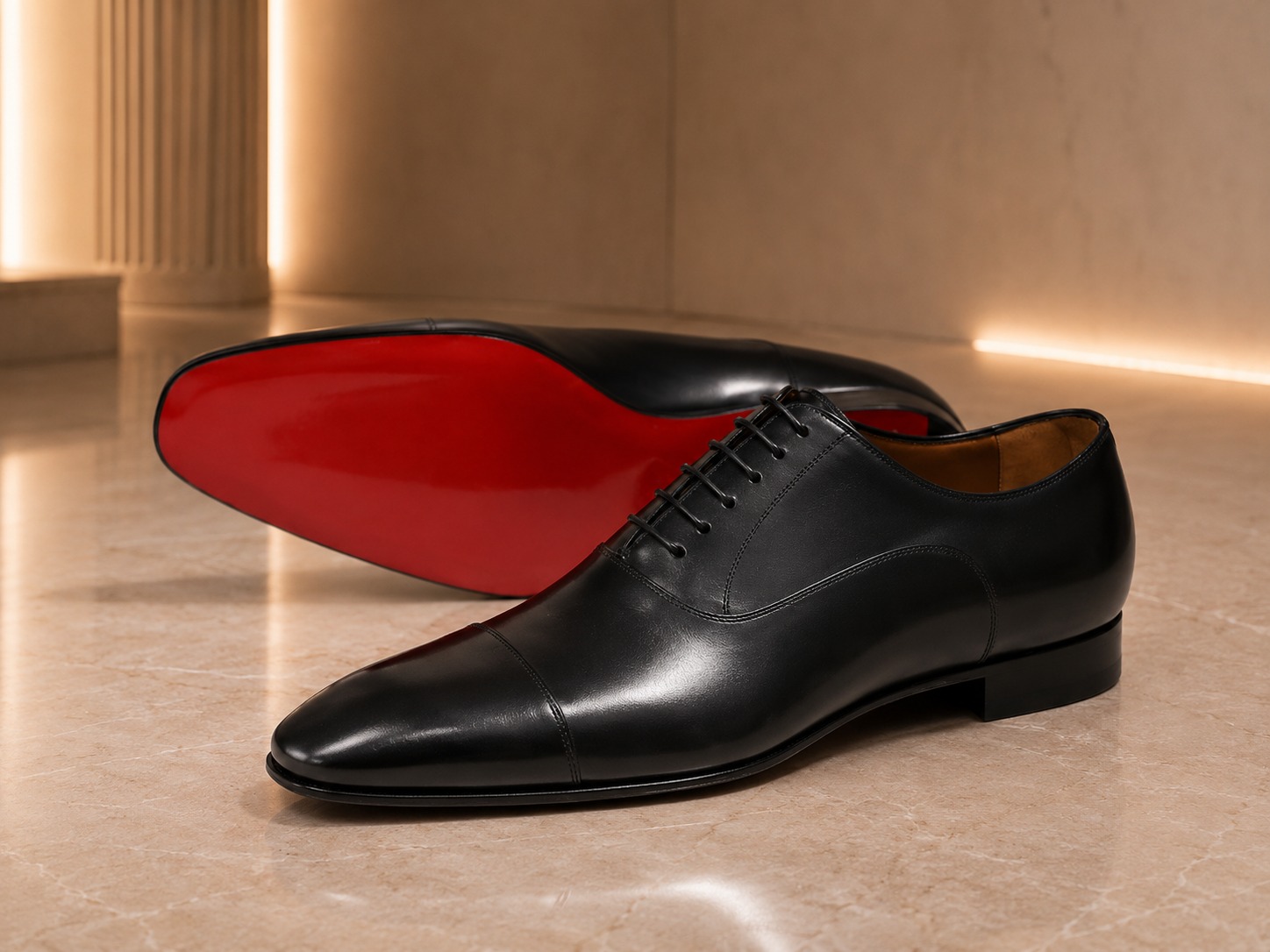Handmade Men's Black Leather Oxford Shoes